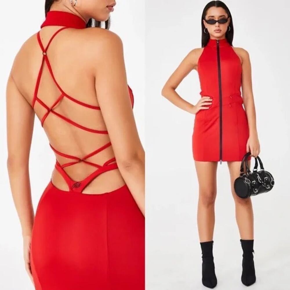 I.AM.GIA red Iris  cut out sexy mini dress sleeveless size small
